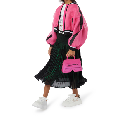 Pleated iridescent midi skirt KARL LAGERFELD KIDS GIRL