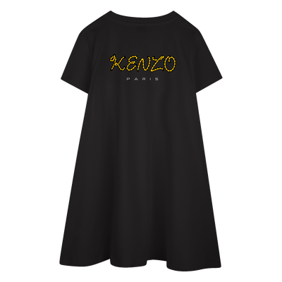 Embroidered badge flared dress KENZO KIDS GIRL