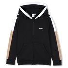 Hooded cardigan, BLACK, hi-res