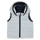 Reversible sleeveless down jacket, PALE BLUE, hi-res