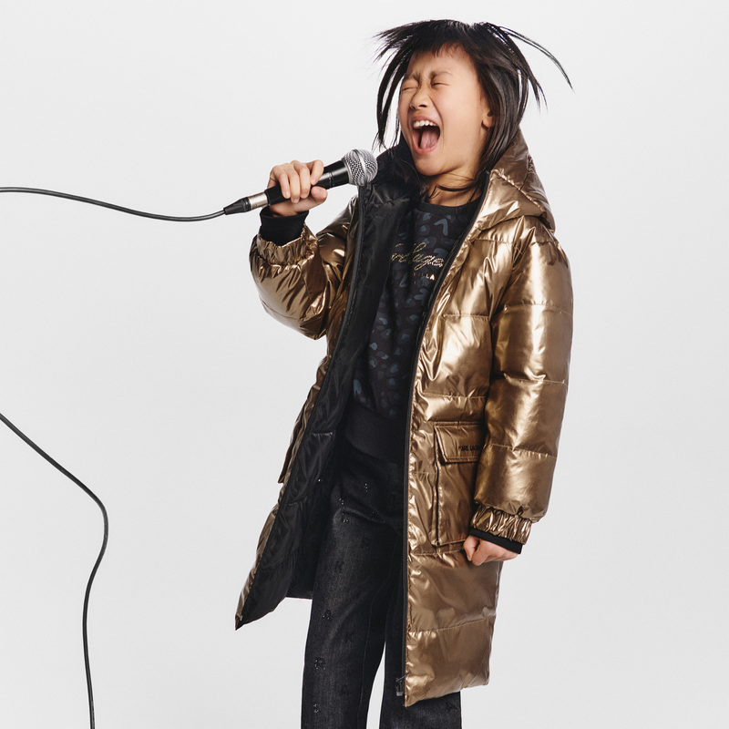 Long reversible down jacket KARL LAGERFELD KIDS 
                        GIRL