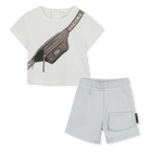 Cotton T-shirt and shorts, PALE BLUE, hi-res