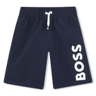 Peach-skin swimming trunks, NAVY, hi-res