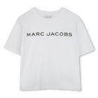 Cotton T-shirt with diamant&eacute;s, WHITE, hi-res