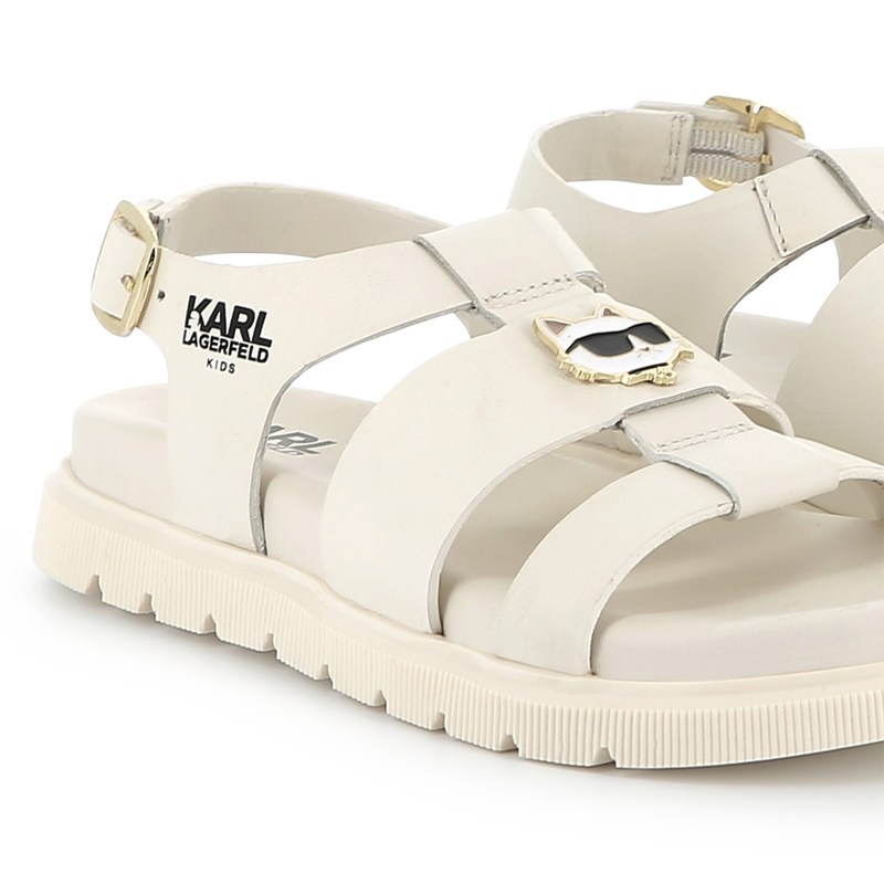 Buckled leather sandals KARL LAGERFELD KIDS 
                        GIRL